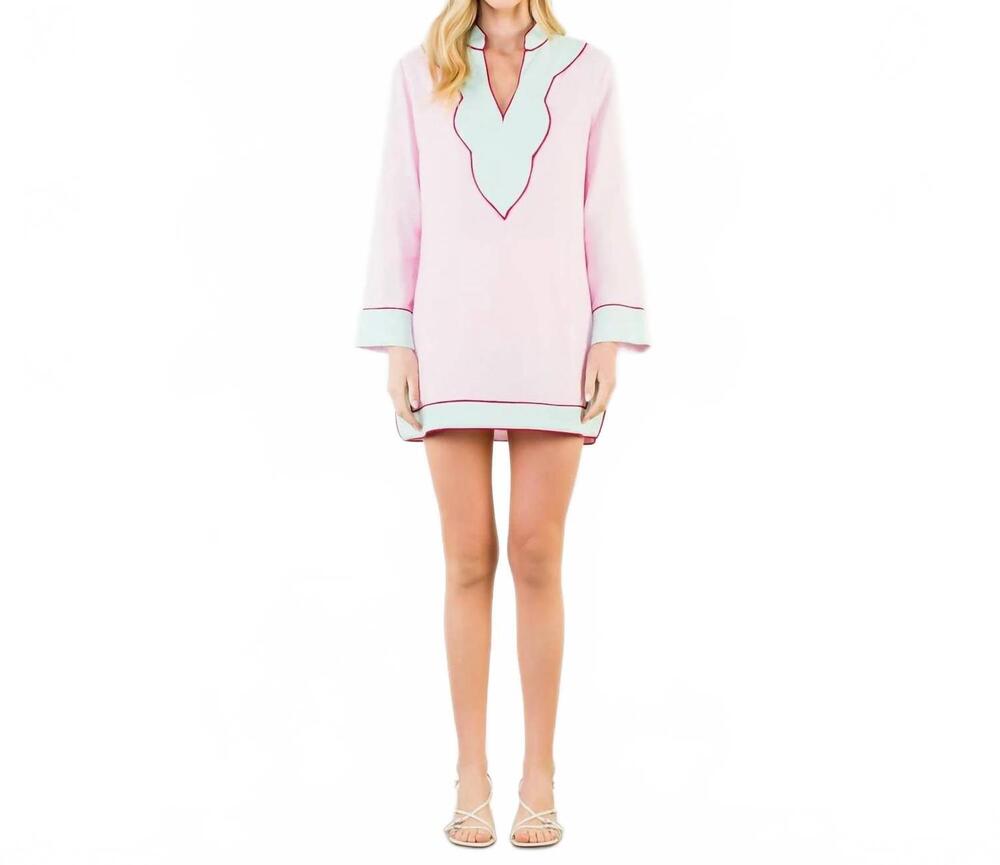 NEW THML palm beach long sleeve dress in pink